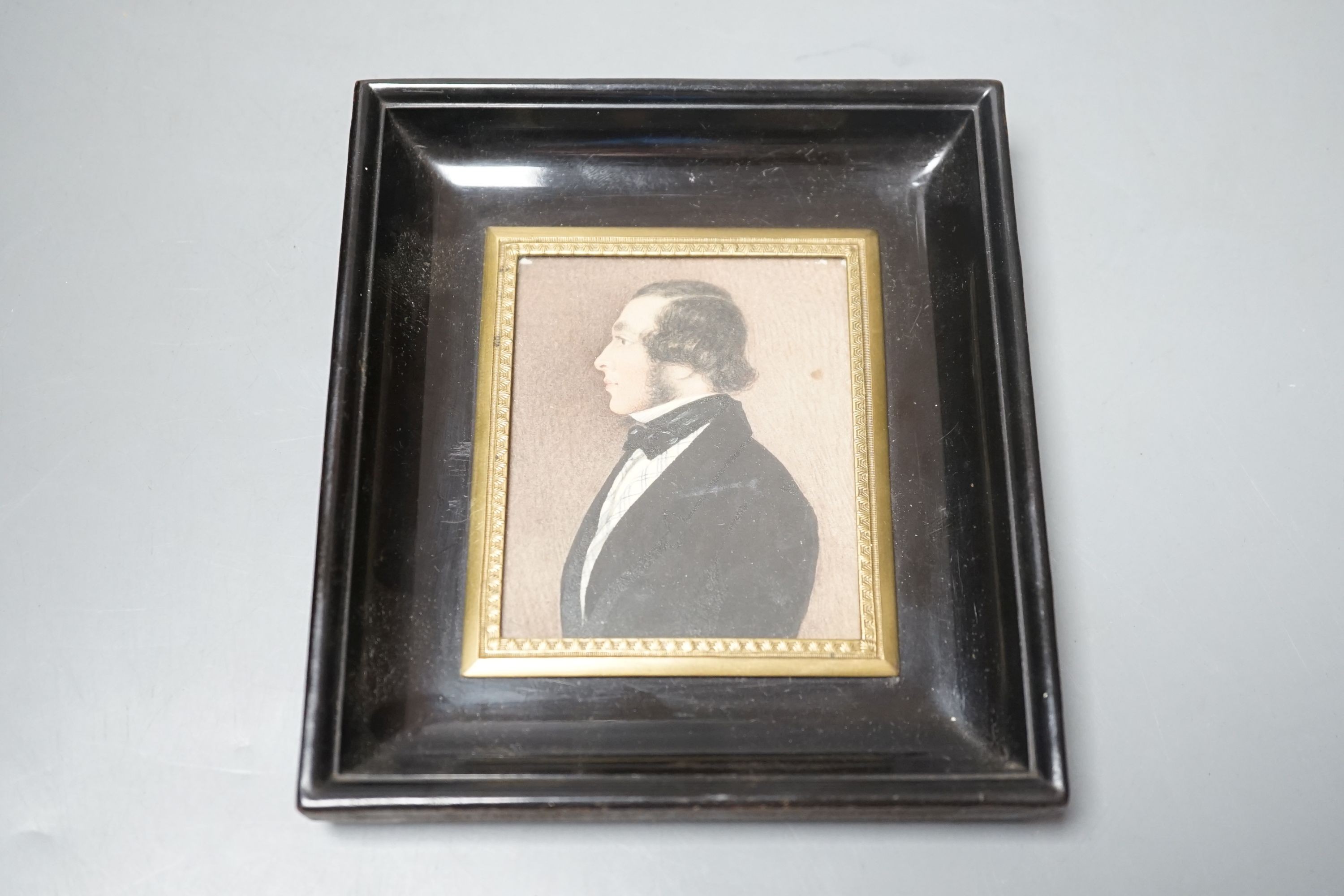 A 19th century English school portrait miniature of a gentleman, 8x7cm